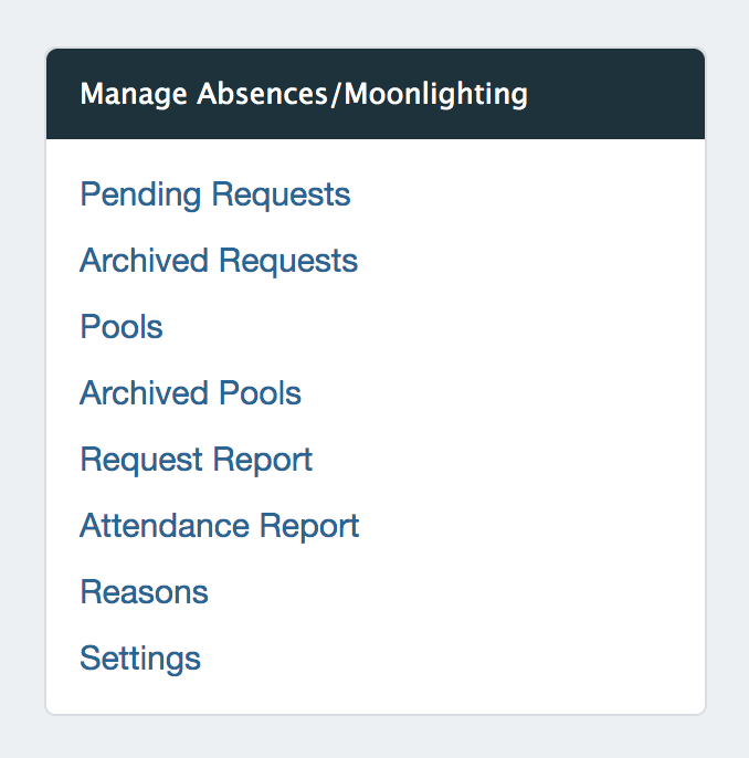 Manage Absence options